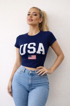 USA Graphic Fitted T-Shirt – Screen-Printed Front