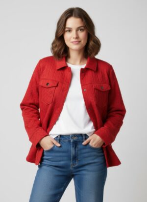 Casual Textured Jacket with Snap-Front Collar