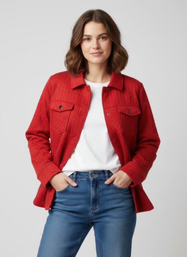 Casual Textured Jacket with Snap-Front Collar
