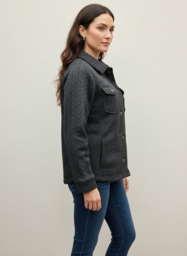 Onque Casual Textured Jacket – Collared Snap Front
