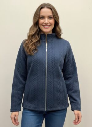 Onque Textured Mock-Neck Jacket – Front Zip