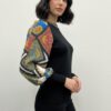 Pullover Sweater with Sheer Printed Sleeves
