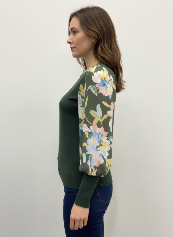 Rio & Rian Sheer-Sleeve Pullover Sweater