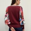 Pullover Sweater with Sheer Printed Long Sleeves