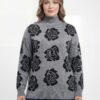 Ninety Floral Tunic Sweater with Jacquard Rose