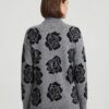 Ninety Floral Tunic Sweater with Jacquard Rose