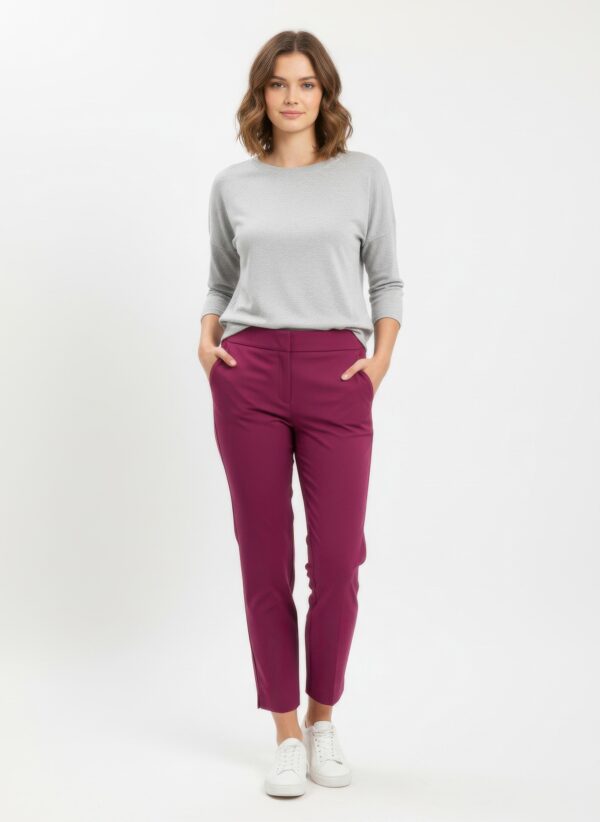 Tailored Pull-On Ankle Pants with Hem Slits