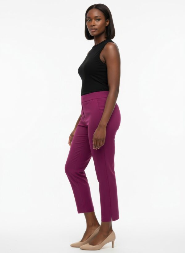 Tailored Pull-On Ankle Pants with Hem Slits