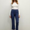 Solid Pull-On Bootcut Pants with Front Pockets