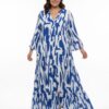 Plus Size Printed Maxi Dress with Notch Neckline