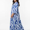 Plus Size Printed Maxi Dress with Notch Neckline