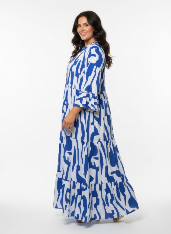 Plus Size Printed Maxi Dress with Notch Neckline