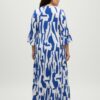 Plus Size Printed Maxi Dress with Notch Neckline