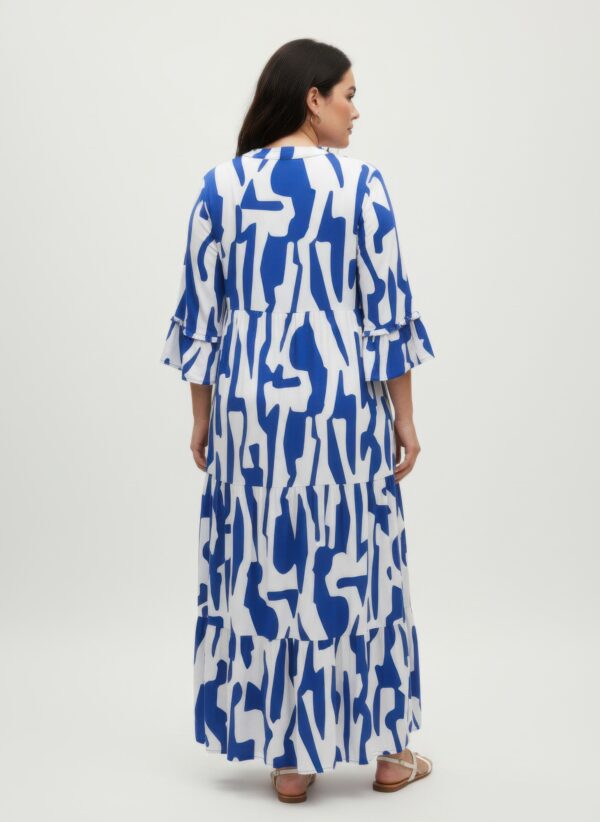 Plus Size Printed Maxi Dress with Notch Neckline