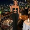 Strapless Cut-Out Jumpsuit with Flared Legs