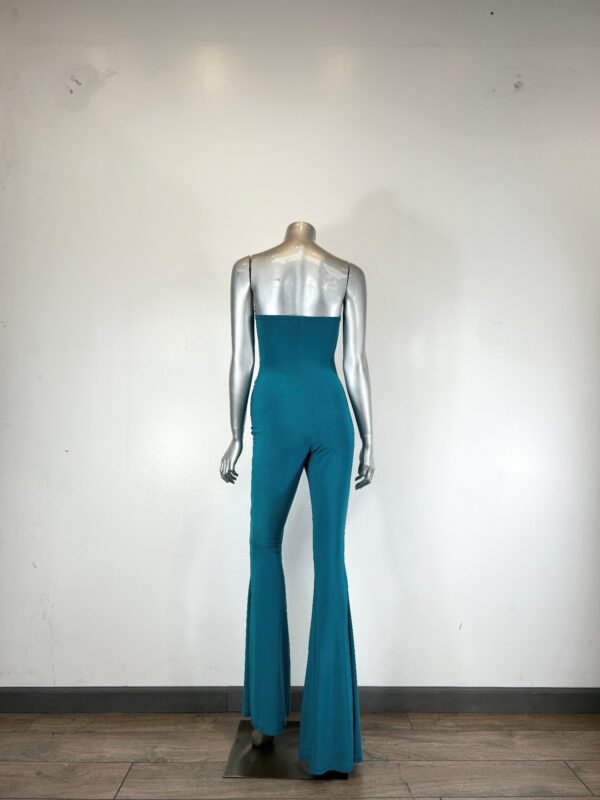 Strapless Cut-Out Jumpsuit with Flared Leg
