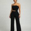 Ruched Bandeau Jumpsuit with Asymmetrical Cutout