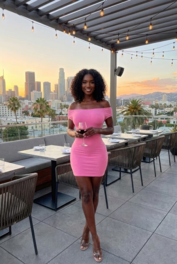Off-Shoulder Mini Dress with Back Strap Accent