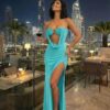 Strapless Maxi Gown with Draped Cowl Bust
