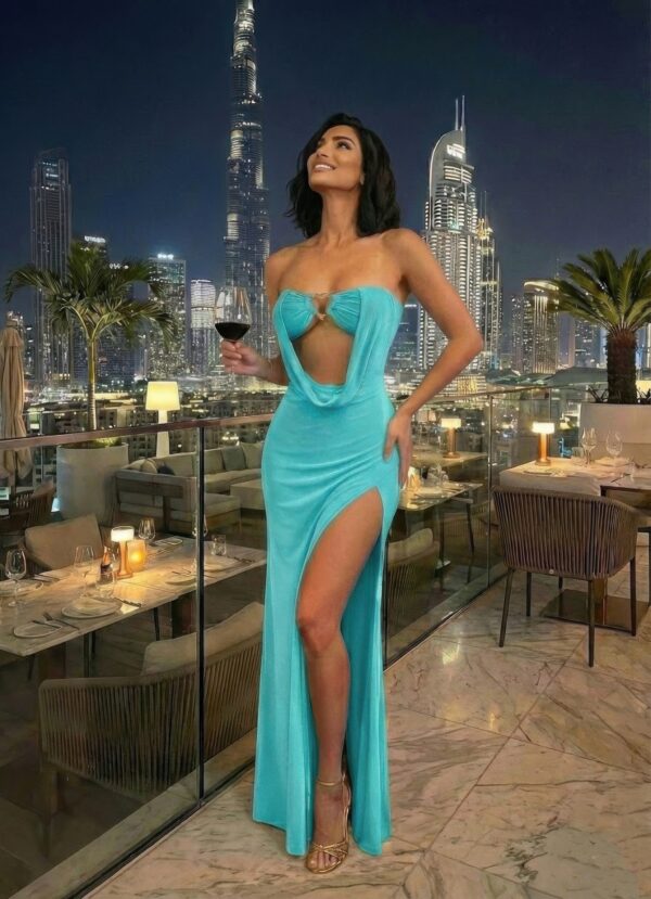 Strapless Maxi Gown with Draped Cowl Bust