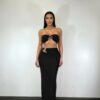 Strapless Tube Top & Fitted Skirt Set – Trim Detail