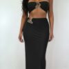 Strapless Tube Top & Fitted Skirt Set – Trim Detail