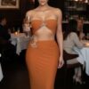 Tube Top & Fitted Skirt Set with Trim Detail