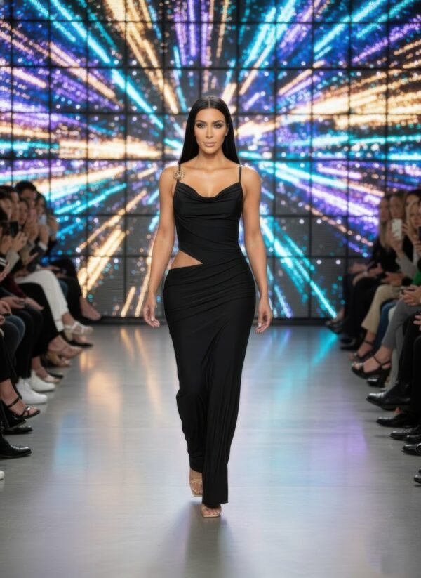 Cowl Neck Maxi Dress with Triangular Side Cutout