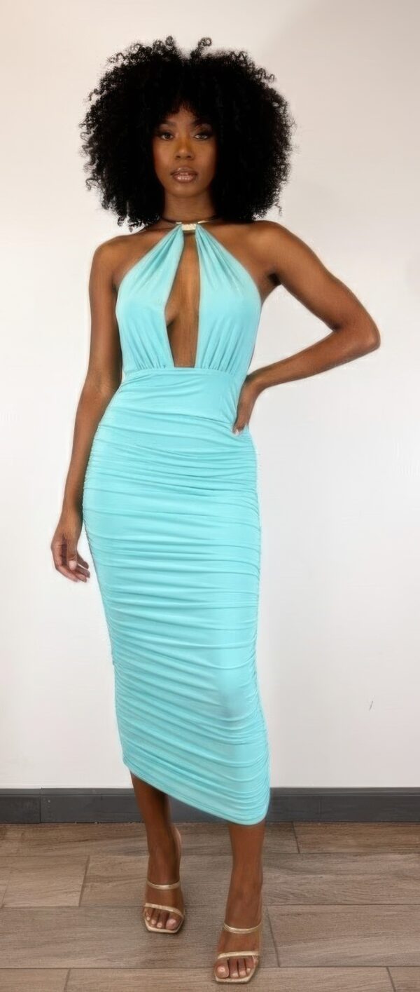 Strapless Midi Dress with Necklace-Style Detail