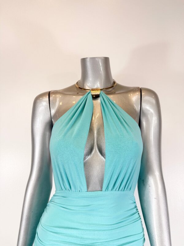Strapless Midi Dress with Necklace-Style Detail