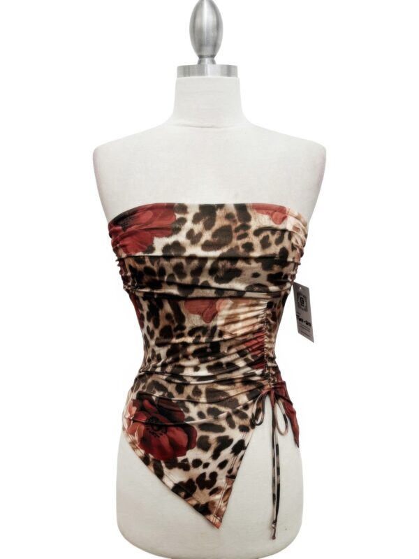 Savanna Rose Asymmetrical Tube Top – Printed Cotton-Blend