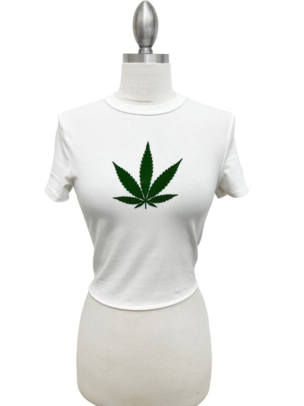 Cannabis Leaf Crop Tee – Screen-Printed Graphic