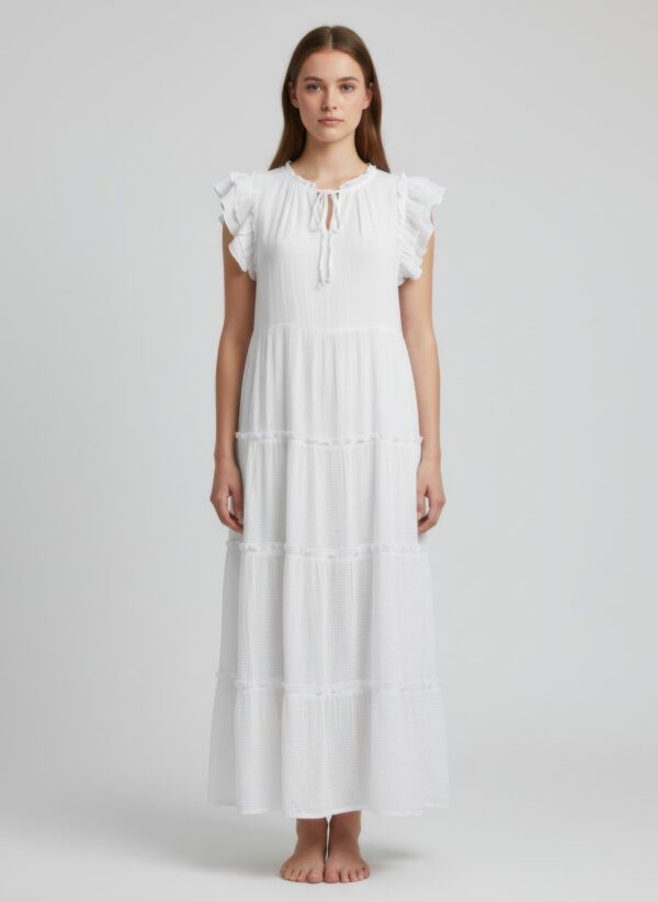 Gabrielle Ruffle Cap Sleeve Dress – Rayon-Blend