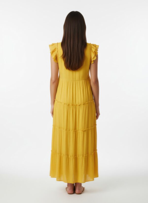 Mlle Gabrielle Cap Sleeve Ruffle-Hem Dress