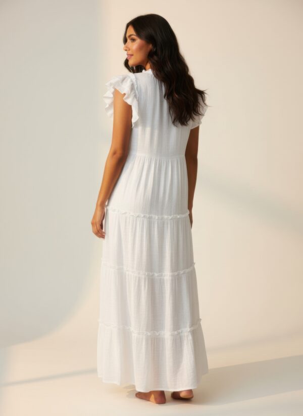 Gabrielle Ruffle Cap Sleeve Dress – Rayon-Blend