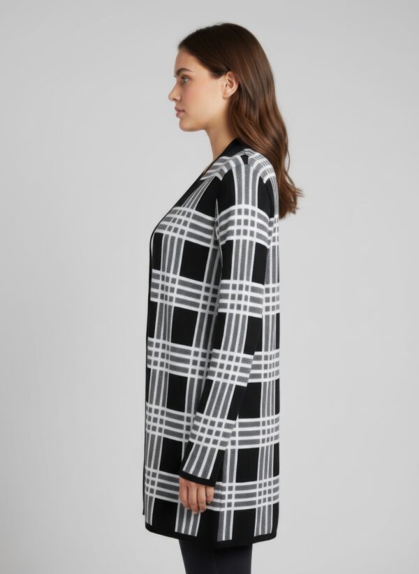 Open Cardigan Sweater – Allover Printed Cotton-Viscose