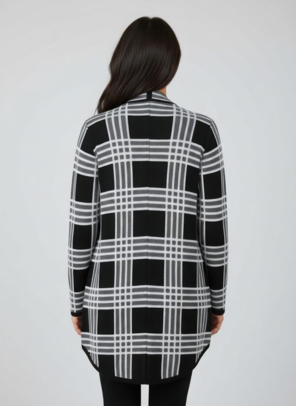 Open Cardigan Sweater – Allover Printed Cotton-Viscose