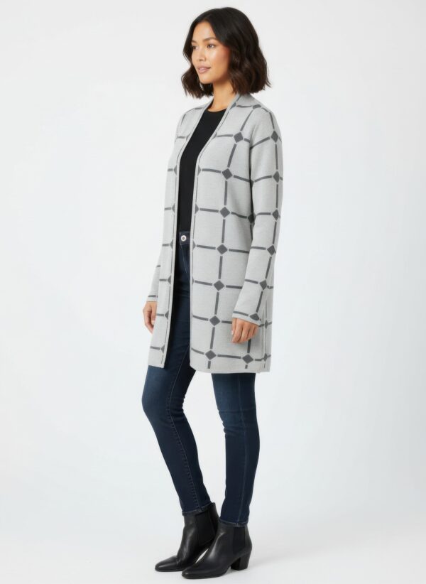 Open Cardigan Sweater – Autumn-Print Lightweight Knit