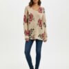 Pullover Sweater with Crochet Floral Tunic V-Neck