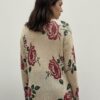 Pullover Sweater with Crochet Floral Tunic V-Neck