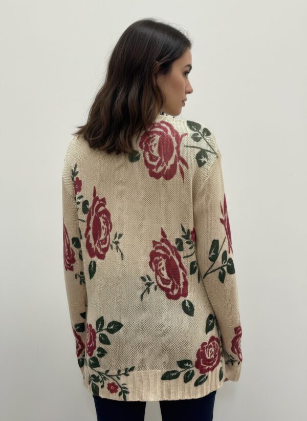 Pullover Sweater with Crochet Floral Tunic V-Neck