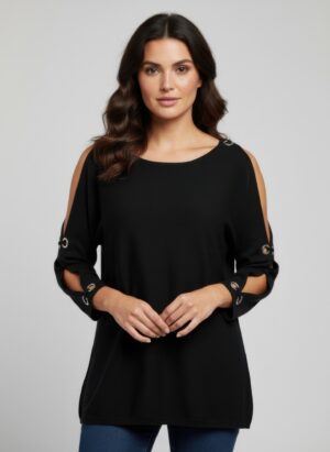 Cable & Gauge Grommet-Trim Pullover Sweater