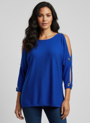Cable & Gauge Pullover Sweater with Grommet Sleeves