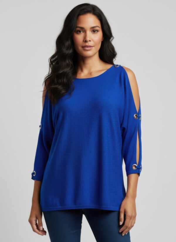 Cable & Gauge Pullover Sweater with Grommet Sleeves