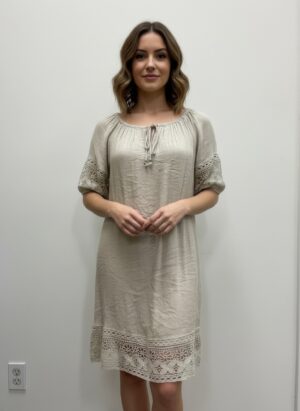 Mlle Gabrielle Crochet-Trim Short Sleeve Dress