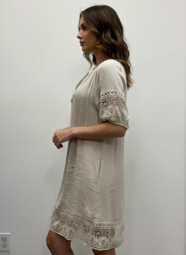 Mlle Gabrielle Crochet-Trim Short Sleeve Dress