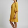 Solid Elbow-Sleeve Dress with Crochet Detail