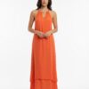 Mlle Gabrielle Sleeveless Dress with Gold Necklace Detail