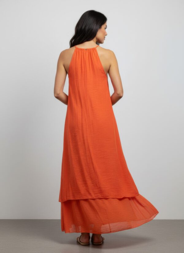 Mlle Gabrielle Sleeveless Dress with Gold Necklace Detail