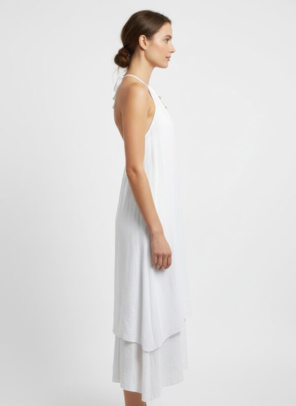 Mlle Gabrielle Sleeveless Dress with Gold Necklace Detail
